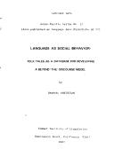 Cover of: Language As Social Behavior: Folk Tales As a Database for Developing a Beyond-The-Discourse Model (Language Data Series, Asia Pacific : No. 17)