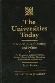 Cover of: universities today | Stuart Hunter Palmer