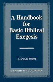 Cover of: A handbook for basic biblical exegesis