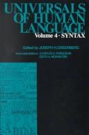 Cover of: Syntax by Joseph Greenberg