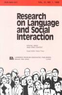 Cover of: Analyzing Context: Framing the Discussion: A Special Issue of Research on Language and Social Interaction (Research on Language and Social Interaction Vol 31. No. 1)
