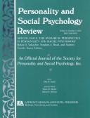 Cover of: Personality and Social Psychology Review: A Special Issue of personality and Social Psychology Review (Personality and Social Psychology Review Vol 6, Number 4)