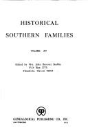 Cover of: Historical Southern Families (Volume XV) (#515)