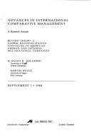 Cover of: Advances in International Comparative Management: Beyond Theory Z : Global Rationalization Strategies of American, German and Japanese Multinational (Advances in International Comparative Management)