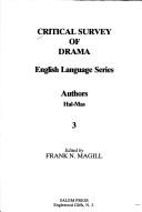 Cover of: Critical Survey of Drama, Volume 3 - Authors Hal-Mas by Frank N. Magill