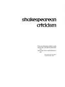 Cover of: SC Volume 10 Shakespearean Criticism: Excerpts from the Criticism of William Shakespeares Plays and Poetry from the First Published Appraisals to Current Evaluat (Shakespearean Criticism (Gale Res))
