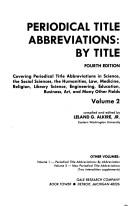 Cover of: Periodical Title Abbreviations by Title