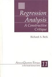 Cover of: Regression Analysis by Richard A. Berk