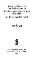 Cover of: Maps Contained in the Publications of the American Bibliography, 1639-1819: An Index and Checklist