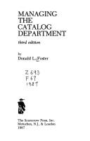 Cover of: Managing the Catalog Department by Donald L. Foster, Donald LeRoy Foster