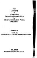 Cover of: Directory of Continuing Education Opportunities for Library, Information, Media Personnel, 1979