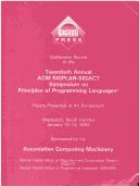 Cover of: Conference Record of the Twentieth Annual Acm Sigplan-Sigact Symposium on Principles of Programming Languages