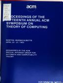 Cover of: Proceedings of the 15th Annual Symposium on Theory of Computing by Acm Symposium on Theory of Computing