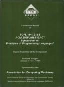 Cover of: Popl 94: 1st Acm Symposium on Principles of Programming Languages