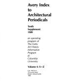 Cover of: Avery Index to Architectural Periodicals/10th Supplement, 1989 (Avery Index to Architectural Periodicals)