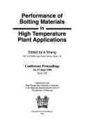 Cover of: Performance of Bolting Materials in High Temperature Plant Applications | A. Strang