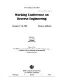 Cover of: Third Working Conference on Reverse Engineering