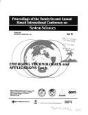 Cover of: Proceedings of the Twenty-Second Annual Hawaii International Conference on System Sciences: Emerging Technologies and Applications Track (Hawaii International ... Conference on System Sciences//Proceedings)