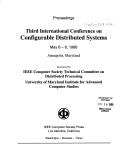 Cover of: Third International Conference on Configurable Distributed Systems: proceedings, May 6-8, 1996, Annapolis, Maryland