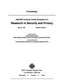 Cover of: Proceedings: 1992 IEEE Computer Society Symposium on Research in Security and Privacy  | International Association for Cryptologi