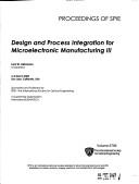 Cover of: Design And Process Integration for Microelectronicmanufacturing 3