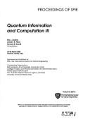 Cover of: Quantum Information And Computation 3 (Proceedings of SPIE) by Eric Donkor, Andrew R. Pirich, Howard E. Brandt