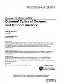 Cover of: Saratov Fall Meeting, 2004: Coherent Optics of Ordered And Random Media