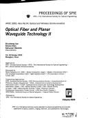 Optical fiber and planar waveguide technology II by APOC 2002 (2002 Shanghai, China), Shuisheng Jian, Steven Shen, Katsunari Okamoto