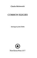 Cover of: Common Elegies by Charles Molesworth