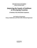 Cover of: Improving the supply of fertilizers to developing counries by International Bank for Reconstruction and Development.