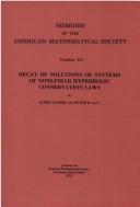 Cover of: Decay of Solutions of Systems of Nonlinear Hyperbolic Conservation Laws (Memoirs of the American Mathematical Society.) by James Glimm, Peter D. Lox