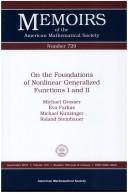 Cover of: On the Foundations of Nonlinear Generalized Functions I and II