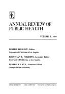 Cover of: Annual Review of Public Health: 1984 (Annual Review of Public Health)