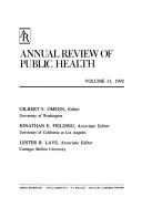 Cover of: Annual Review of Public Health: 1992 (Annual Review of Public Health)