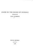 Cover of: Snow on the Backs of Animals: Poems