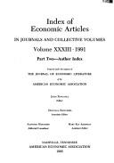 Cover of: Index of Economic Articles, Vol 33, 1991 (Index of Economic Articles in Journals and Collective Volumes)