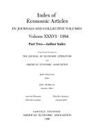 Cover of: Index of Economic Articles (Index of Economic Articles in Journals and Collective Volumes) | 