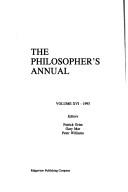 Cover of: The Philosopher's Annual: 1993 (Philosopher's Annual)