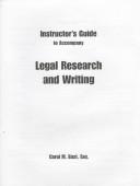 Cover of: Instructor's Guide to Accompany Legal Research and Writing by Carol M. Bast