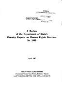 Cover of: Critique: A Review of the Department of State's Country Reports on Human Rights Practices for 1986