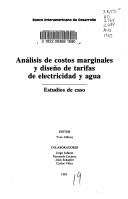 Cover of: Analisis de Costos Marginales y Diseno de Tarifas de Electricidad y Agua by Yves Albouy