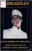 Cover of: Back where we belong: selected speeches