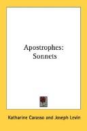 Cover of: Apostrophes: Sonnets