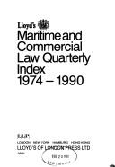 Cover of: Lloyd's Maritime and Commercial Law Quarterly: Consolidated Contents and Index, 1974-1990