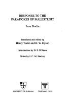 Response to the Paradoxes of Malestroit (Thoemmes Press - Primary Sources in Political Thought) by Jean Bodin