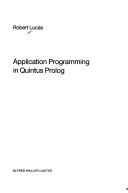 Cover of: Application Programming in Quintus Prolog