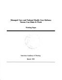 Cover of: Managed care and national health care reform: nurses can make it work : working paper