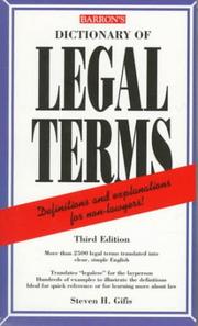 Cover of: Dictionary of legal terms by Steven H. Gifis