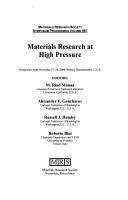 Materials Research at High Pressure by Materials Research Society