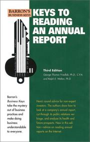 Cover of: Keys to reading an annual report by G. Thomas Friedlob
